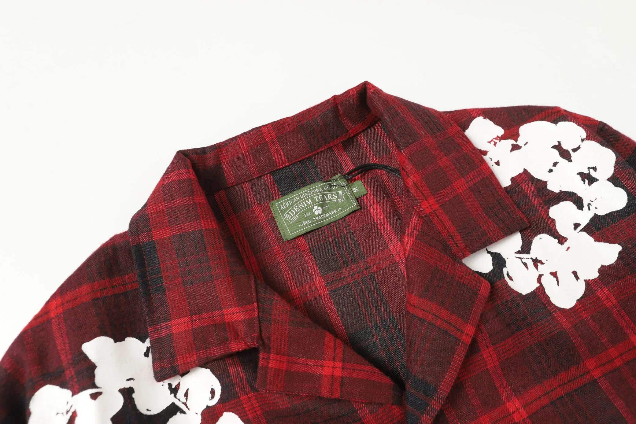 P136 383 DENIM TEARS kapok European and American fashion brand high-quality plaid long-sleeved shirt set Color Red Gray Yellow Size S-XL